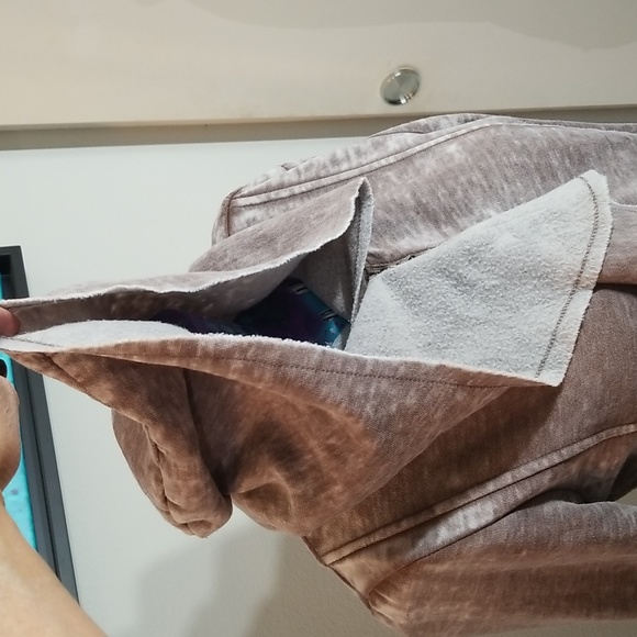 Blanc Noir Small Taupe/Champagne Draped front hoodie. - Picture 2 of 11